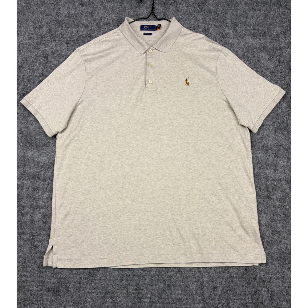 Polo Ralph Lauren Mens XL Gray Classic Fit Short Sleeve Polo Shirt Holiday Pony
